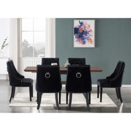 Blaze Walnut Dining Table and Set of 4 Black Windsor Dining Chairs - thumbnail 2