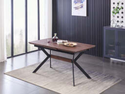 Blaze Walnut Dining Table and Set of 4 Black Windsor Dining Chairs - thumbnail 5