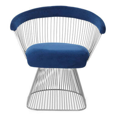 Anzio Navy Blue Velvet And Brushed Silver Chair - image 1