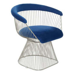 Anzio Navy Blue Velvet And Brushed Silver Chair - thumbnail 2