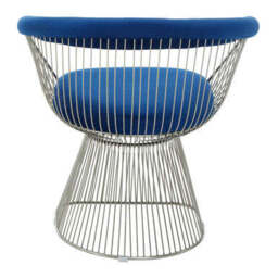 Anzio Navy Blue Velvet And Brushed Silver Chair - thumbnail 4