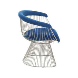 Anzio Navy Blue Velvet And Brushed Silver Chair - thumbnail 3