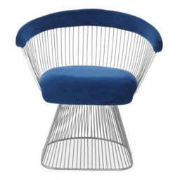 Anzio Navy Blue Velvet And Brushed Silver Chair - thumbnail 1