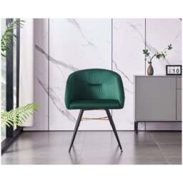 Vittorio LUX Velvet Dining Chair with Metal Legs - Perfect for Dining Room Living Room - Green / Single