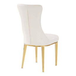Forli White Leather Effect Dining Chair with Gold Finish Legs - thumbnail 6
