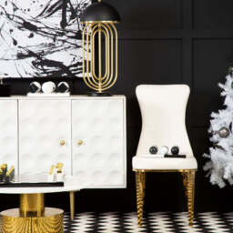Forli White Leather Effect Dining Chair with Gold Finish Legs - thumbnail 3