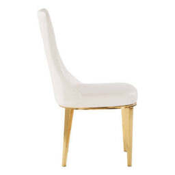Forli White Leather Effect Dining Chair with Gold Finish Legs - thumbnail 4