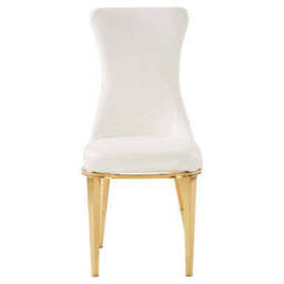 Forli White Leather Effect Dining Chair with Gold Finish Legs - thumbnail 2