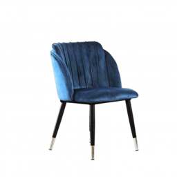 Milano Toga Extendable Dining Set - a White Extendable Dining Table & 4 Dining Chairs with Silver End Caps - Blue