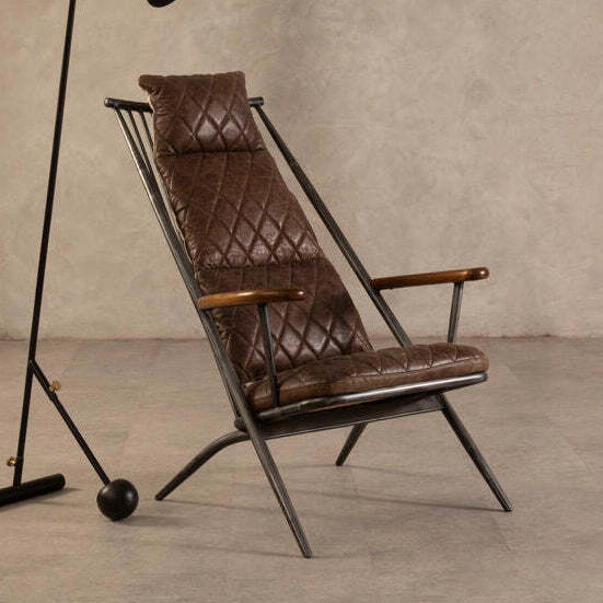 Hoxton Brown Leather Quilted High Back Chair - image 1