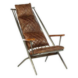 Hoxton Brown Leather Quilted High Back Chair - thumbnail 3