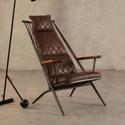 Hoxton Brown Leather Quilted High Back Chair