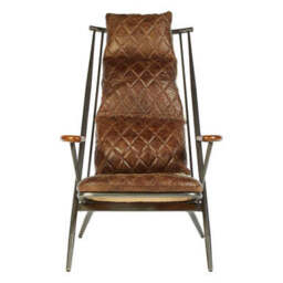 Hoxton Brown Leather Quilted High Back Chair - thumbnail 2