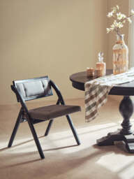 Cebu Black Wood Folding Chair with Grey Fabric Seat - thumbnail 5