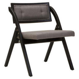 Cebu Black Wood Folding Chair with Grey Fabric Seat - thumbnail 4