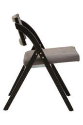 Cebu Black Wood Folding Chair with Grey Fabric Seat - thumbnail 6