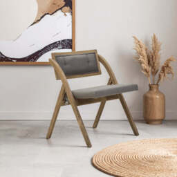 Cebu Black Wood Folding Chair with Grey Fabric Seat - thumbnail 3