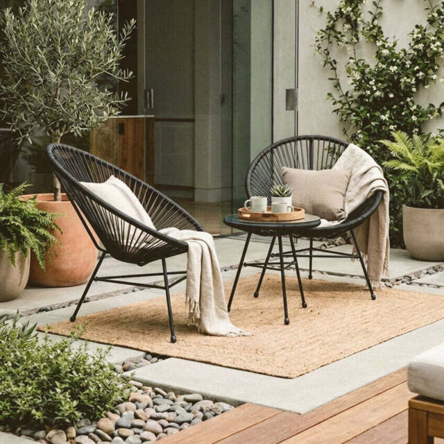 Black Rattan 3 Piece Patio Set - Miami - image 1