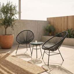 Black Rattan 3 Piece Patio Set - Miami - thumbnail 5