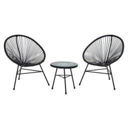 Black Rattan 3 Piece Patio Set - Miami - thumbnail 2