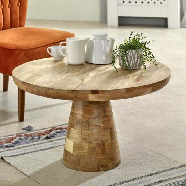 Merlin Mango Wooden Round Coffee Table Mushroom Style - image 1