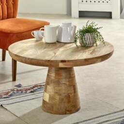 Merlin Mango Wooden Round Coffee Table Mushroom Style - thumbnail 1