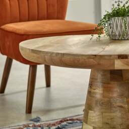 Merlin Mango Wooden Round Coffee Table Mushroom Style - thumbnail 4