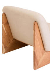 Parova Cream Linen Textured Armless Chair With Wood Base - thumbnail 6