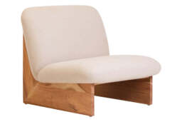 Parova Cream Linen Textured Armless Chair With Wood Base - thumbnail 3
