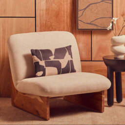 Parova Cream Textured Linen Armless Chair