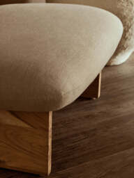Parova Cream Linen Textured Armless Chair With Wood Base - thumbnail 5
