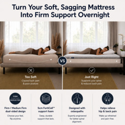 Brightr® Titan Mattress Topper - Firm & Medium Firm - 5 cm Reversible - Enhanced Back & Hip Support for Soft Mattresses - EU King 160x200cm - thumbnail 2