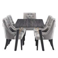 Windsor Cosmo Lux Dining Set - a Black Table and Set of 4 Chairs - Dark Grey