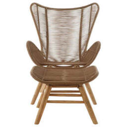 Sisal Latte Rope Lounge Chair And Footstool - thumbnail 2