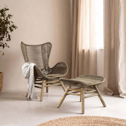 Sisal Latte Rope Lounge Chair And Footstool - thumbnail 3