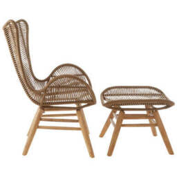 Sisal Latte Rope Lounge Chair And Footstool - thumbnail 5