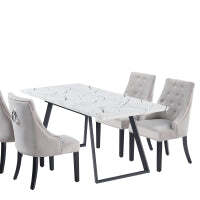 Windsor Toga Lux Dining Set - a White Table and Set of 6 Chairs - Light Grey
