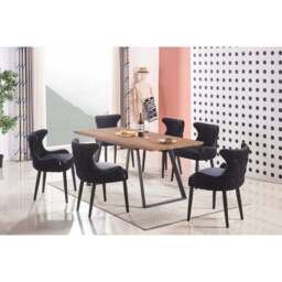 Toga Oxford LUX Dining Set - Toga Extendable Walnut Dining Table w/ a Set of 6 Oxford LUX Velvet Dining Chairs - thumbnail 2