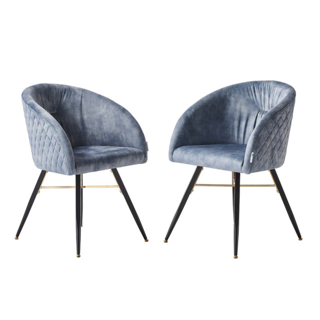Vittorio LUX Velvet Dining Chair with Metal Legs - Perfect for Dining Room Living Room - Grey / Set of 2