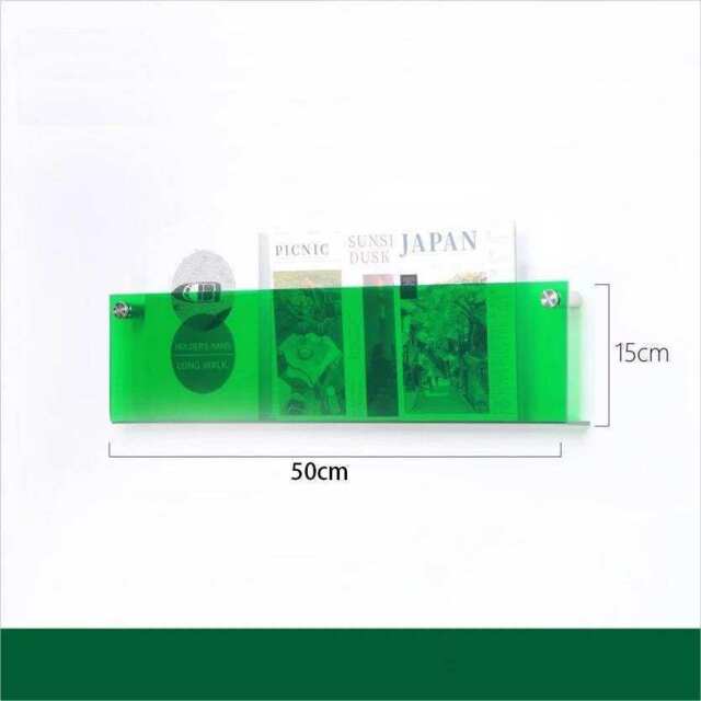 Floating Acrylic Magazine Holder - Green 50x15x5 cm