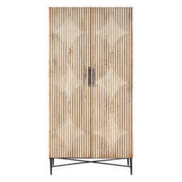 Grey Wash Elm Wood Wardrobe - Kyra
