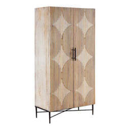 Grey Wash Elm Wood Wardrobe - Kyra - thumbnail 2