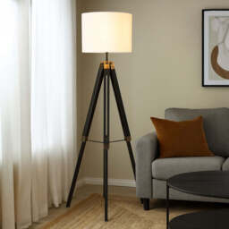 Tripod Floor Lamp with Black Base - Malvern - thumbnail 1