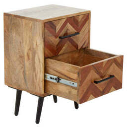 Boho Natural Mango Wood 2 Drawer Bedside Table - thumbnail 6