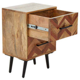 Boho Natural Mango Wood 2 Drawer Bedside Table - thumbnail 5
