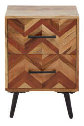 Boho Natural Mango Wood 2 Drawer Bedside Table - thumbnail 2