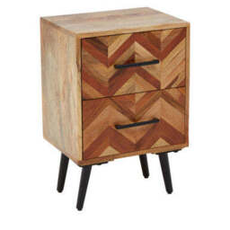 Boho Natural Mango Wood 2 Drawer Bedside Table - thumbnail 4