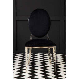 Sarita Black Velvet Stackable Dining Chair with Silver Finish Frame - thumbnail 2