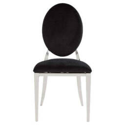 Sarita Black Velvet Stackable Dining Chair with Silver Finish Frame - thumbnail 1