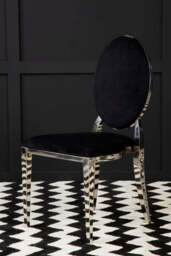 Sarita Black Velvet Stackable Dining Chair with Silver Finish Frame - thumbnail 3